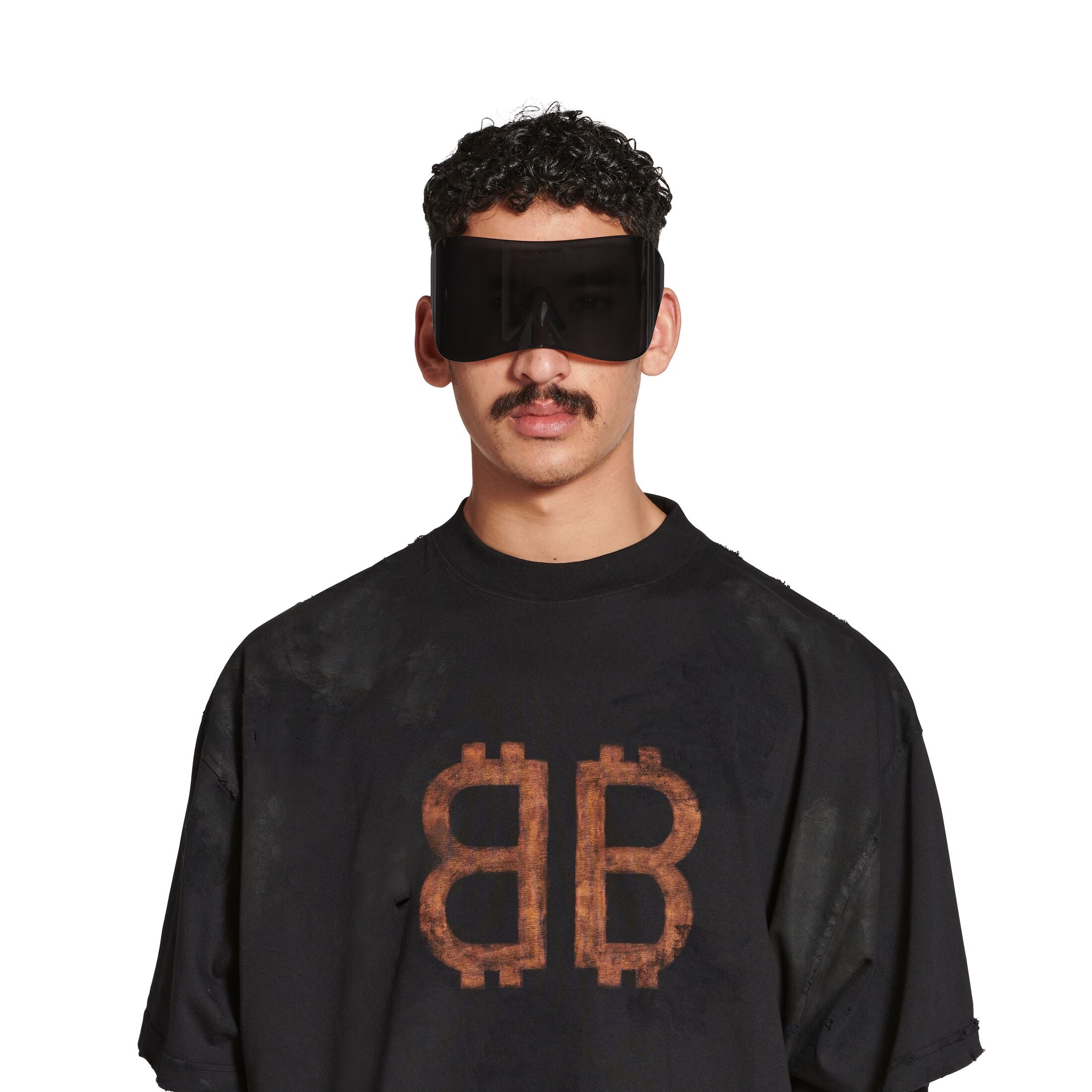 BALENCIAGA Crypto Logo Print T-Shirt Washed Black