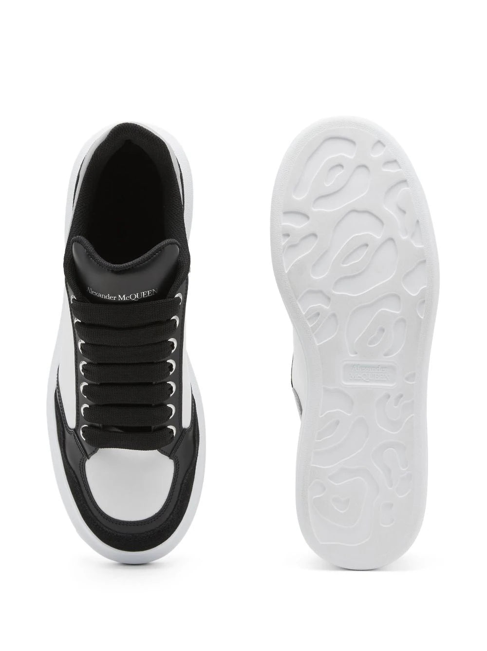 ALEXANDER MCQUEEN MEN Two Tone Oversized Low Top Sneakers Black/White/Grey - MAISONDEFASHION.COM