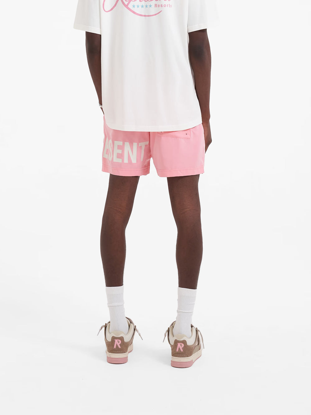 REPRESENT Logo Print Drawstring Swim Shorts Flamingo Pink