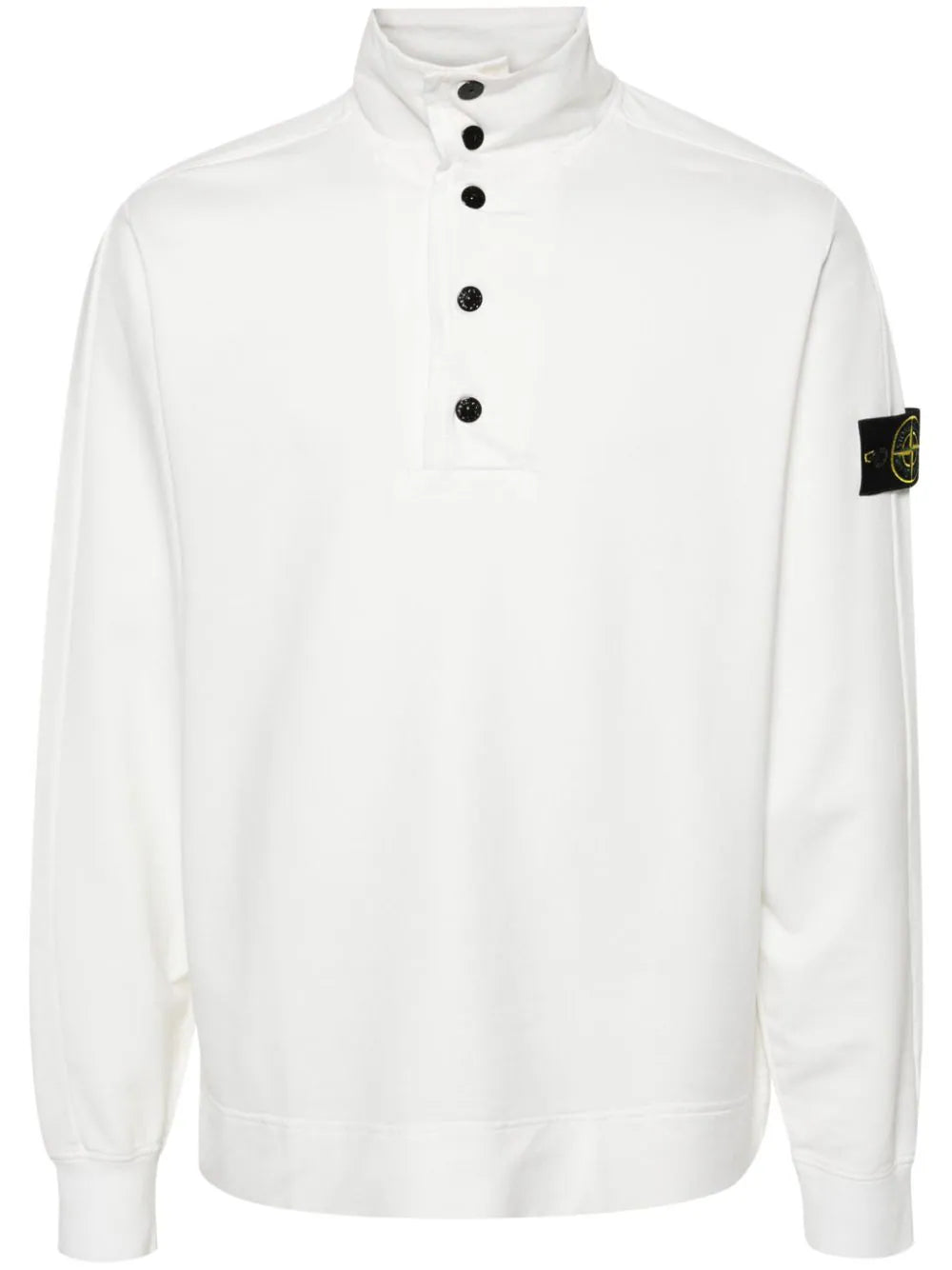 STONE ISLAND Compass Badge Multi Button Sweater White - MAISONDEFASHION.COM