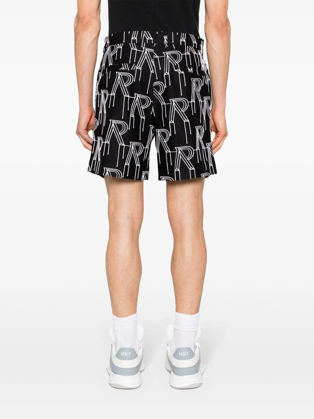 REPRESENT Initial Embroidered Cotton Shorts Black