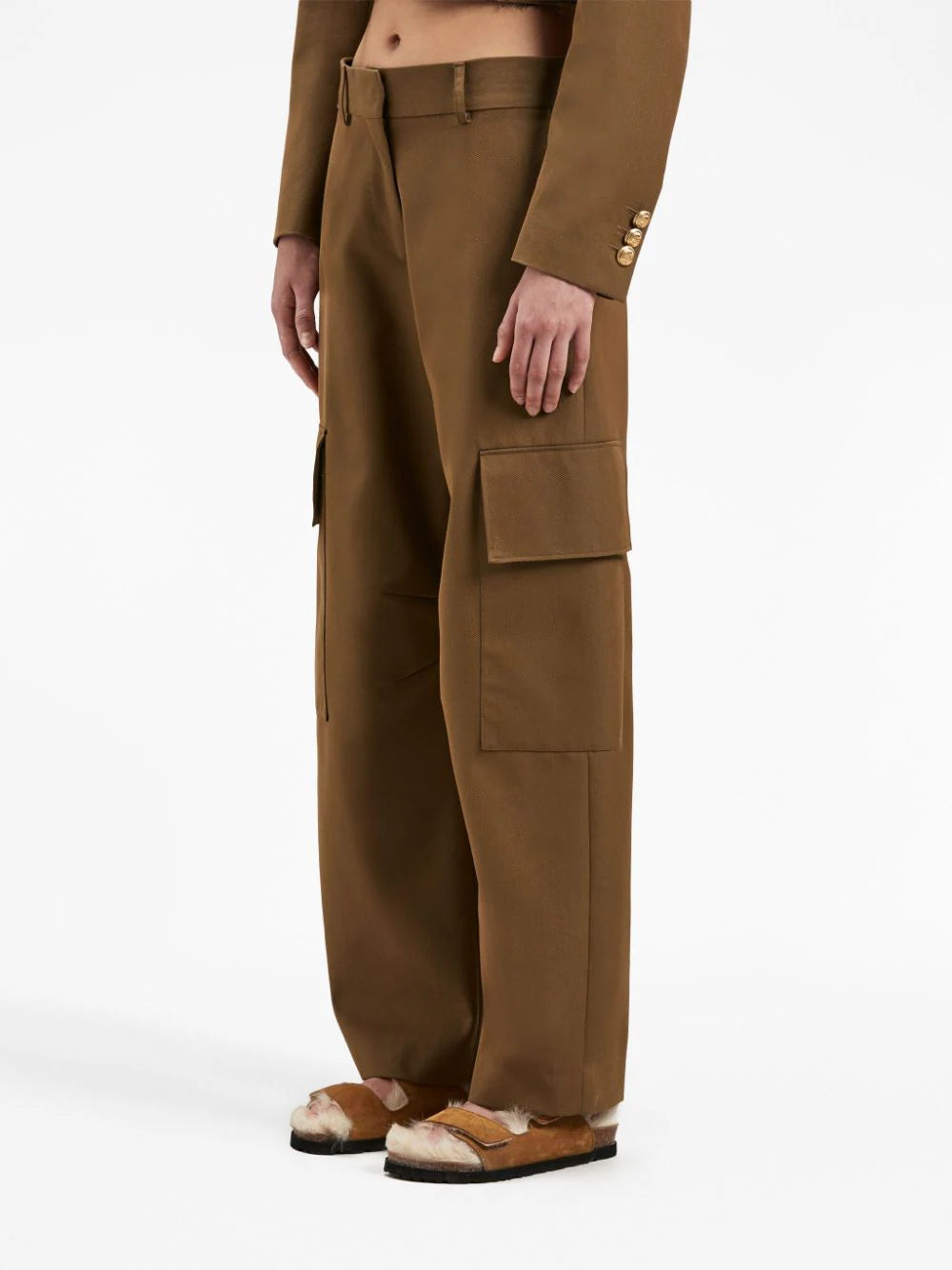 PALM ANGELS WOMEN Suit Cargo Pants Brown/Black - MAISONDEFASHION.COM