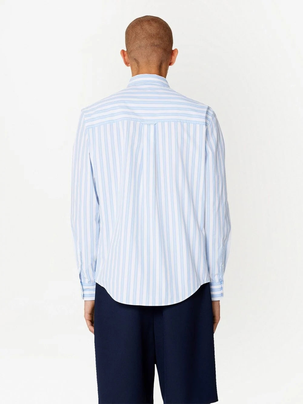 AMI PARIS Stripe Collar Shirt Sky Blue/White – MAISONDEFASHION.COM