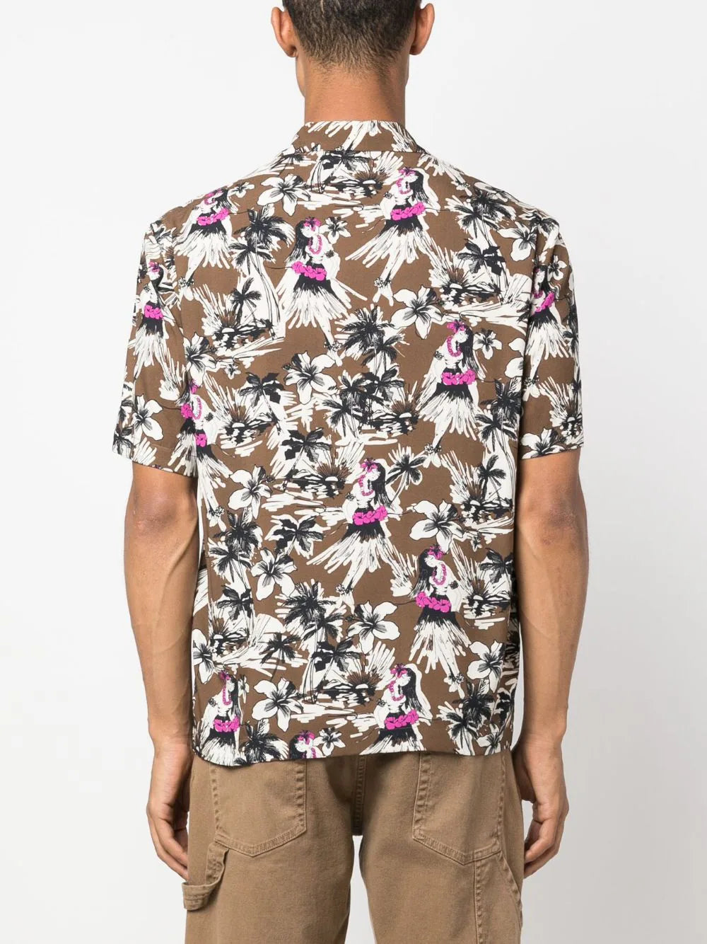 PALM ANGELS MEN Hula Bowling Shirt Beige/Butter - MAISONDEFASHION.COM