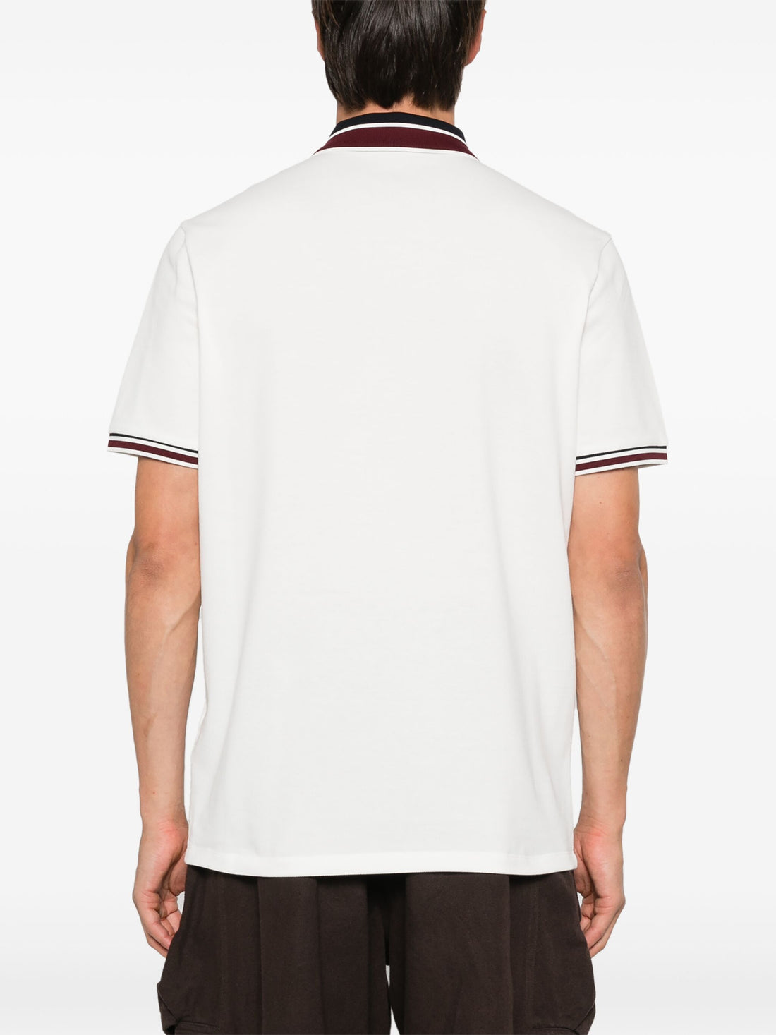 MONCLER Logo Patch Cotton Polo Shirt White