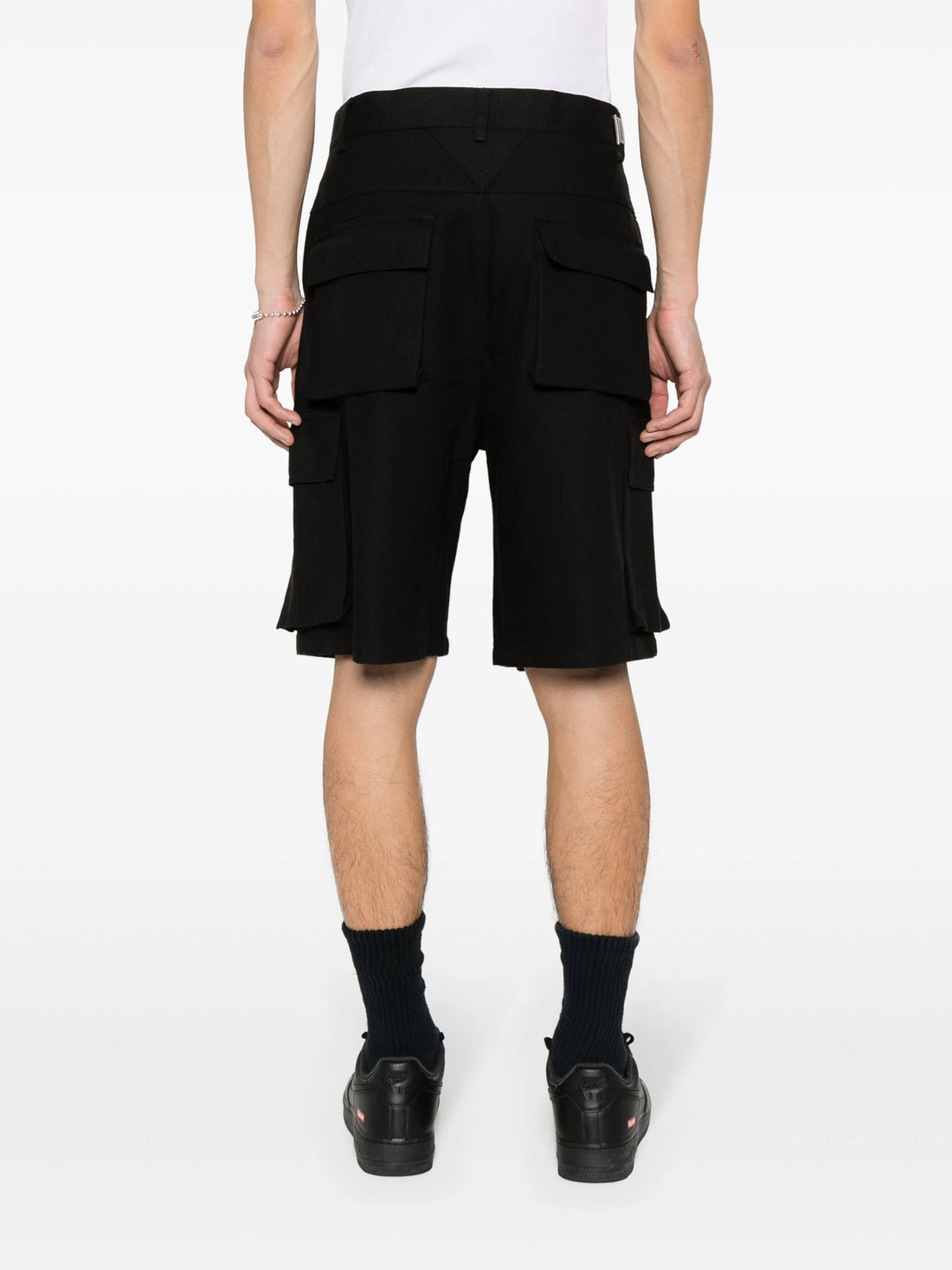 REPRESENT Logo-Plaque Baggy Cotton Cargo Shorts Black