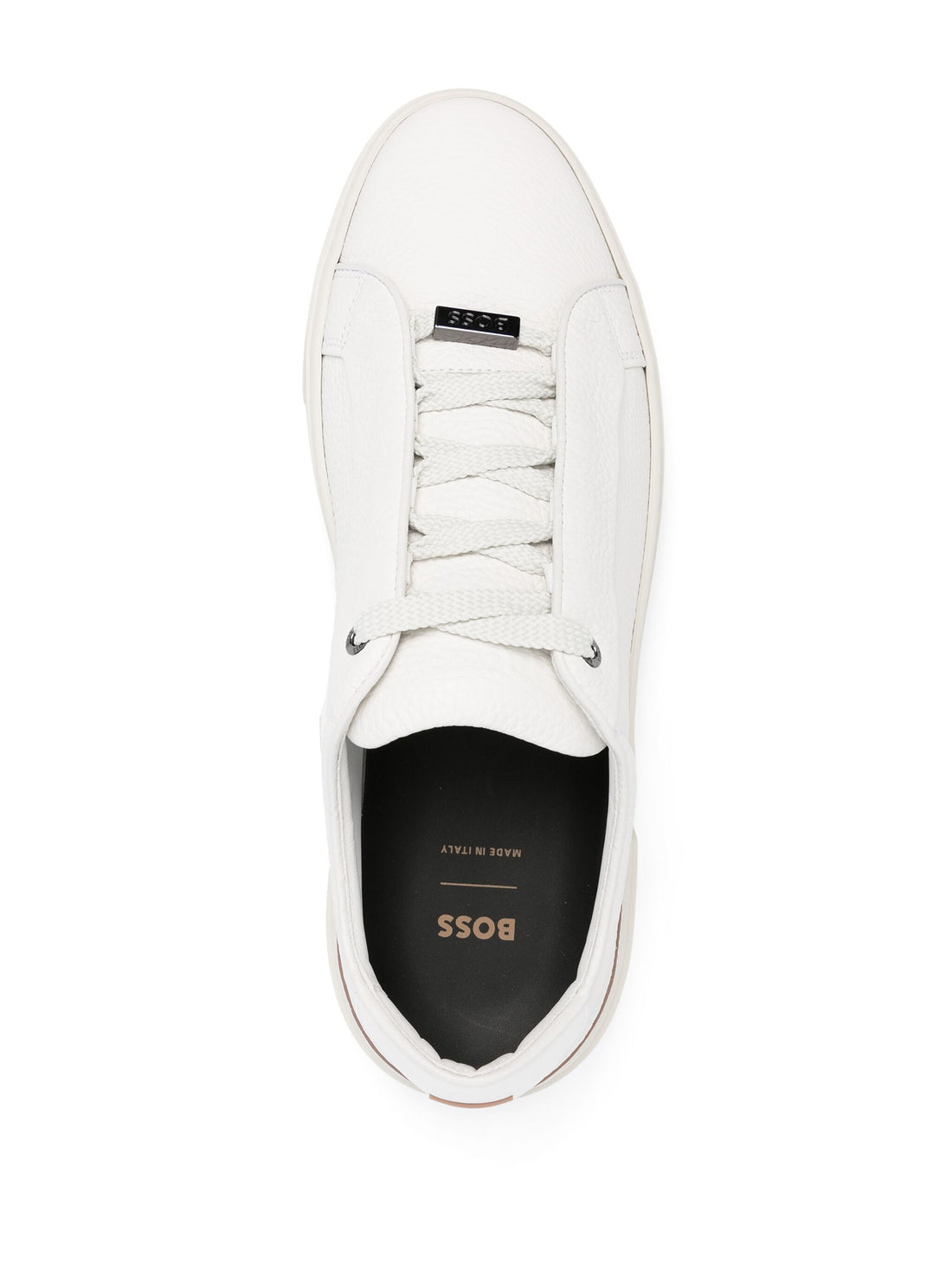 BOSS Logo-Plaque Leather Sneakers White