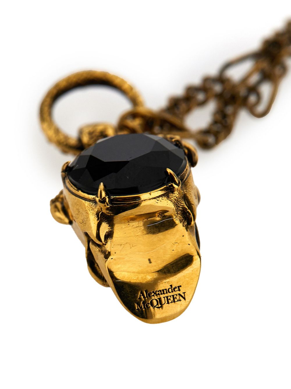 ALEXANDER MCQUEEN Victorian Skull Necklace Gold Tone/Black