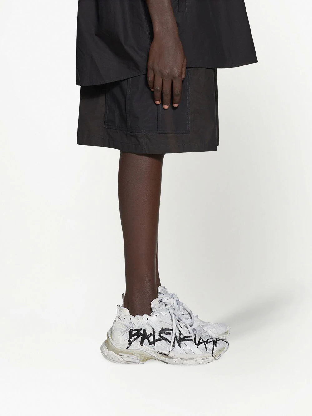 BALENCIAGA Graffiti Runner Sneakers White/Black - MAISONDEFASHION.COM