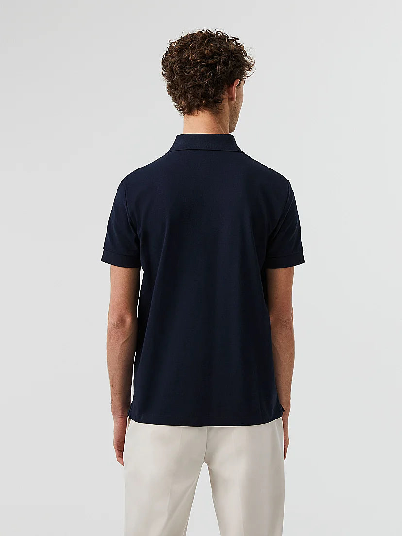 ALPHA TAURI MEN Piqué Cotton Polo-Shirt Navy - MAISONDEFASHION.COM