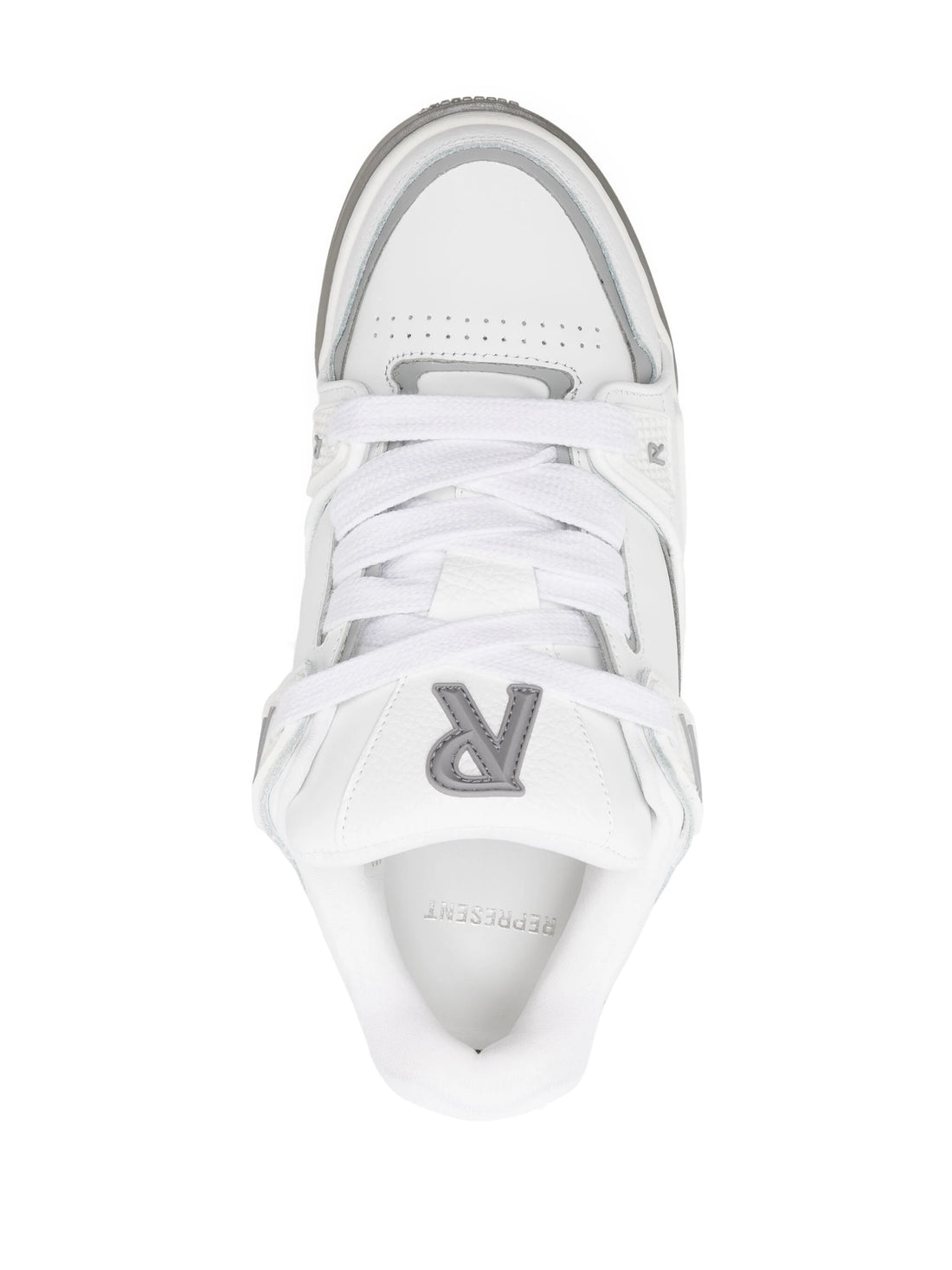 REPRESENT Studio Low-Top Leather Sneakers White/Grey