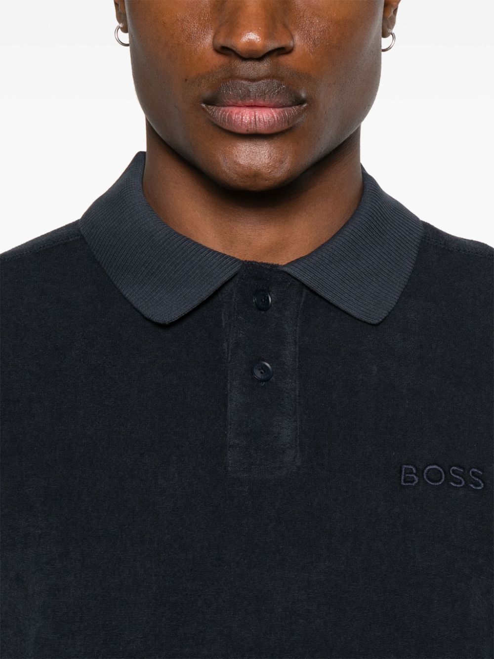 BOSS Terry Cloth Polo Shirt Navy