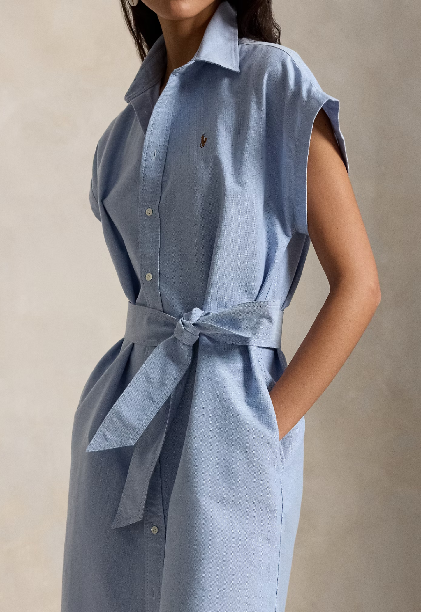 RALPH LAUREN WOMENS Belted Cotton Oxford Shirt Dress Blue –  MAISONDEFASHION.COM