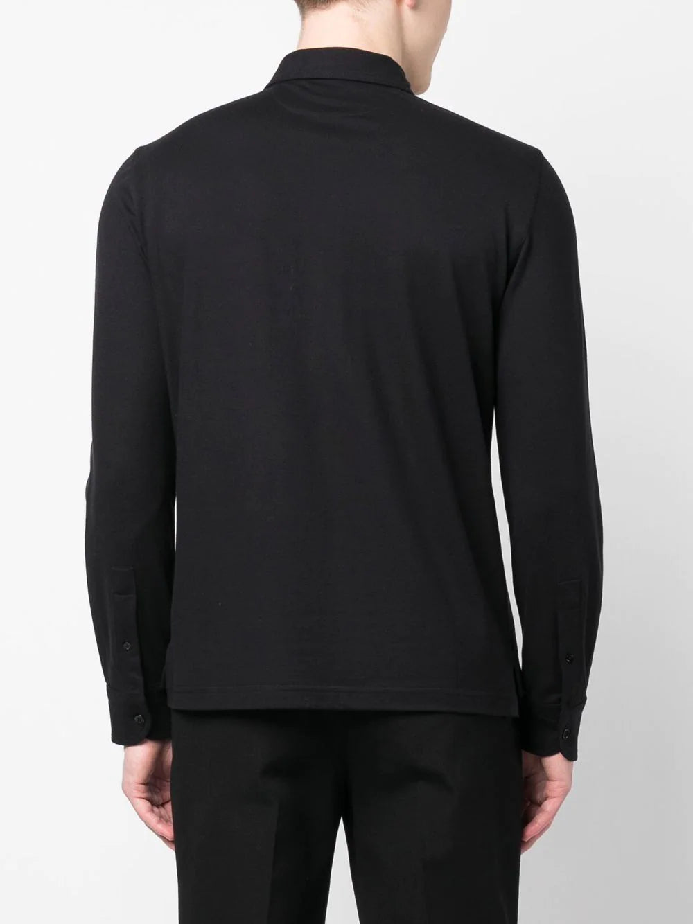 TOM FORD Multi Button Long Sleeve Polo Shirt Black - MAISONDEFASHION.COM
