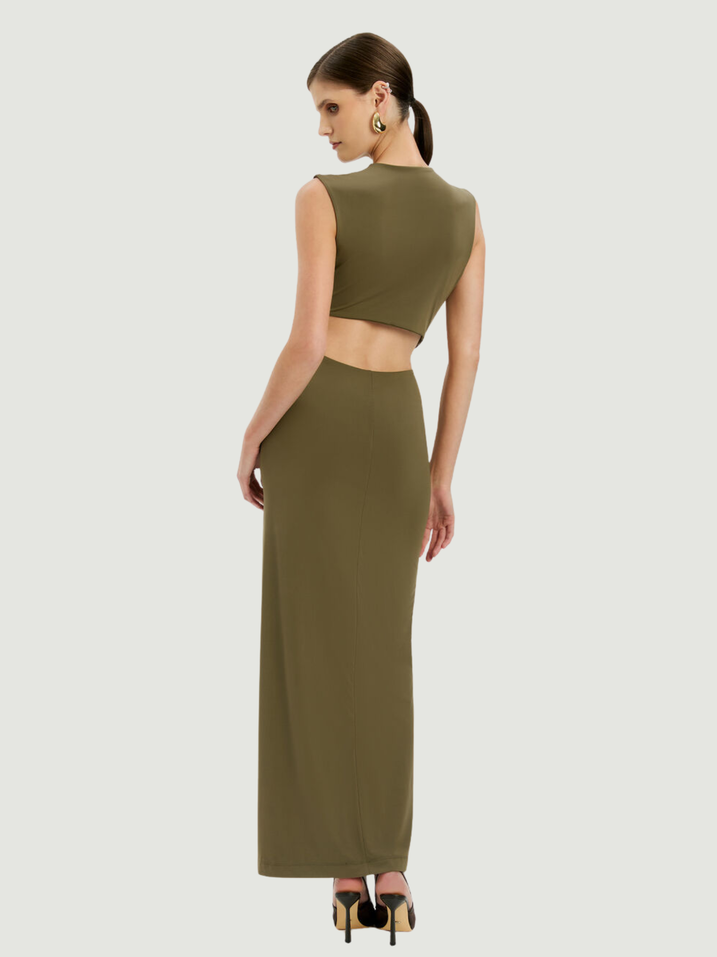 BARDOT WOMEN Felix High Neck Maxi Dress Khaki MAISONDEFASHION.COM BARDOT WOMEN Felix High Neck Maxi Dress Khaki MAISONDEFASHION.COM