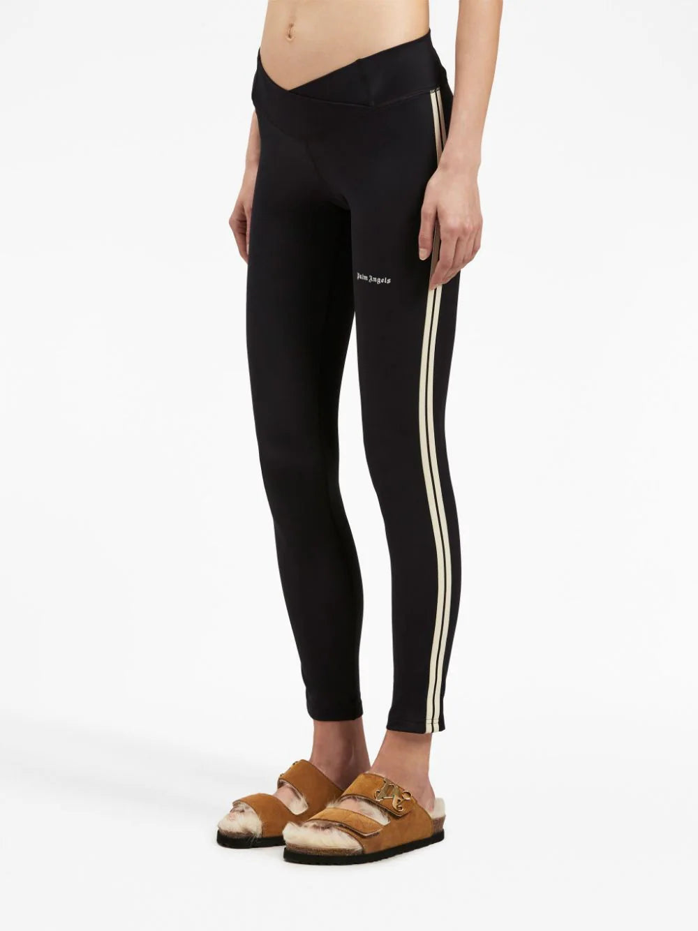 PALM ANGELS WOMEN New Classic Training Leggings Black/White - MAISONDEFASHION.COM