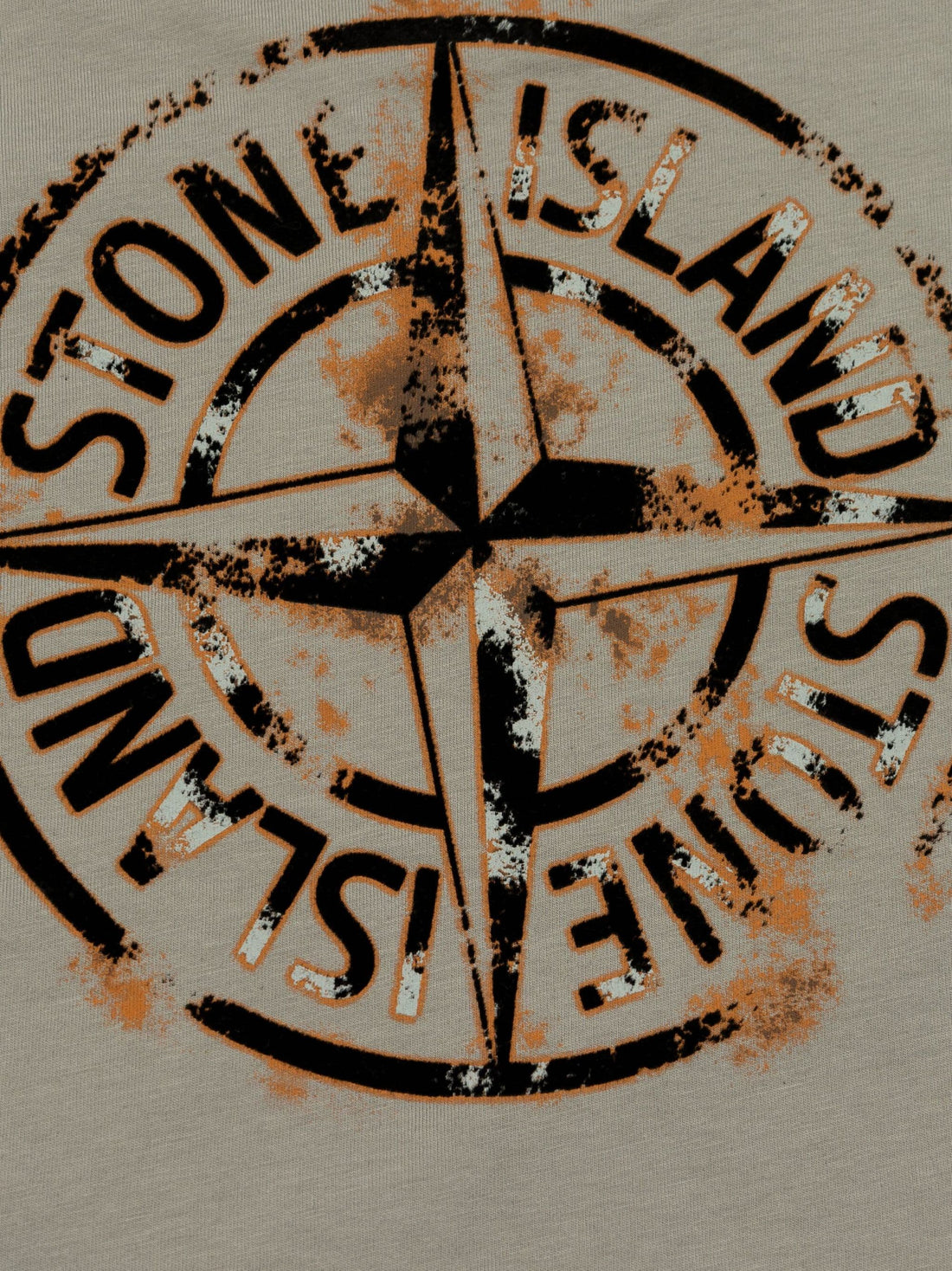 STONE ISLAND KIDS Large Compass Distressed Logo Print T-Shirt Dust