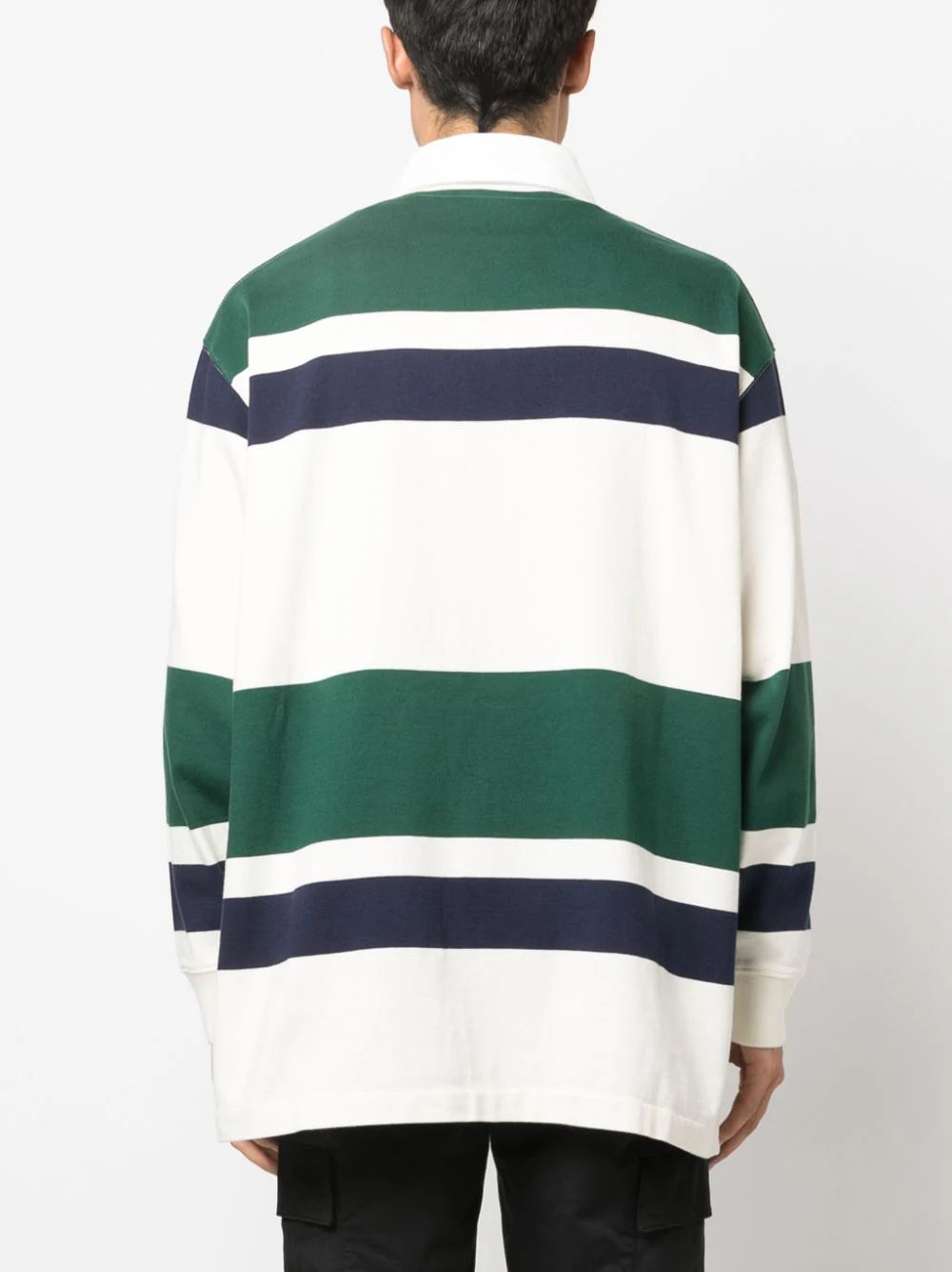 PALM ANGELS MEN Pa Monogram Rugby Oversized Polo Shirt Butter/Red - MAISONDEFASHION.COM