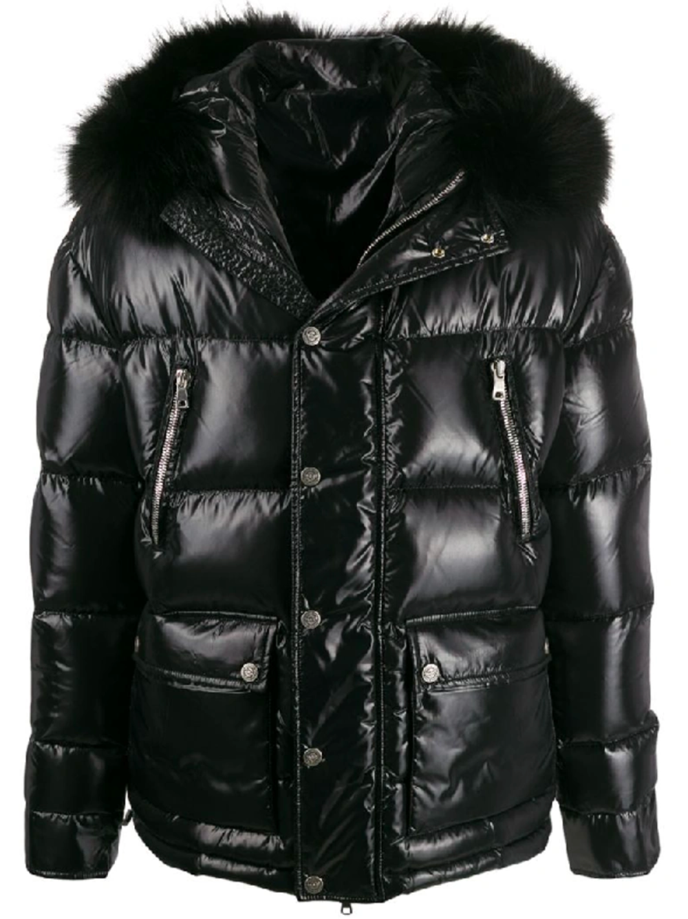 BALMAIN MEN Fur Collar Down Coat Black - MAISONDEFASHION.COM