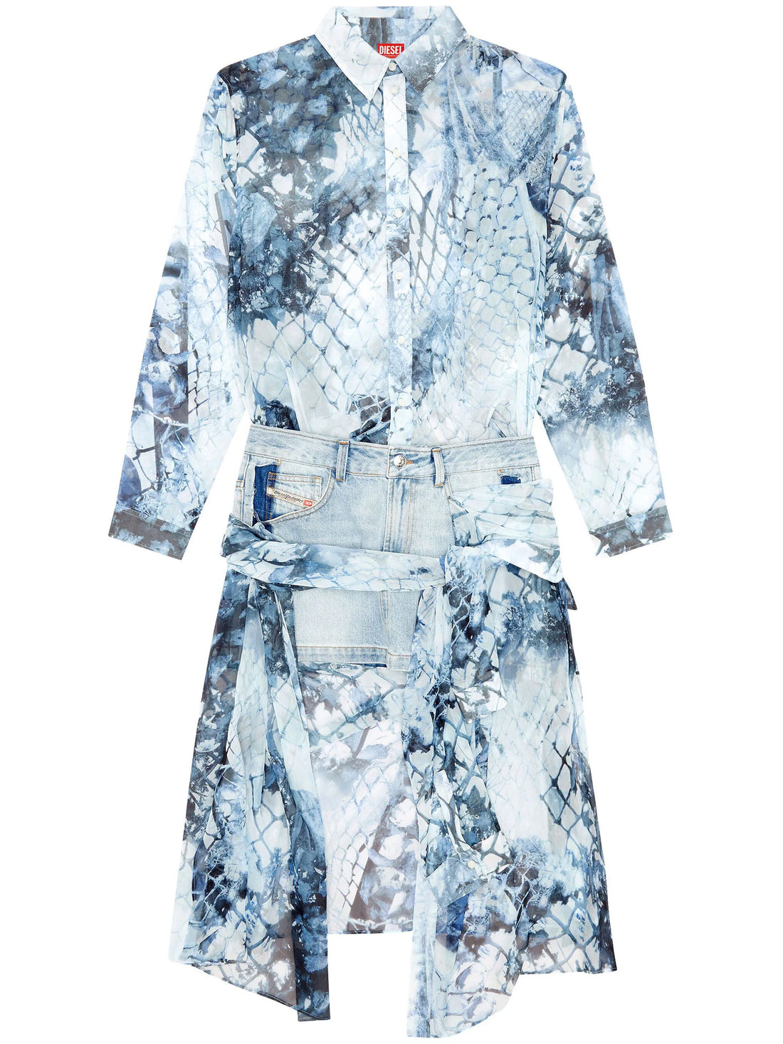 DIESEL WOMEN D-Jeaniel Snakeskin-print Midi Dress Light Blue - MAISONDEFASHION.COM