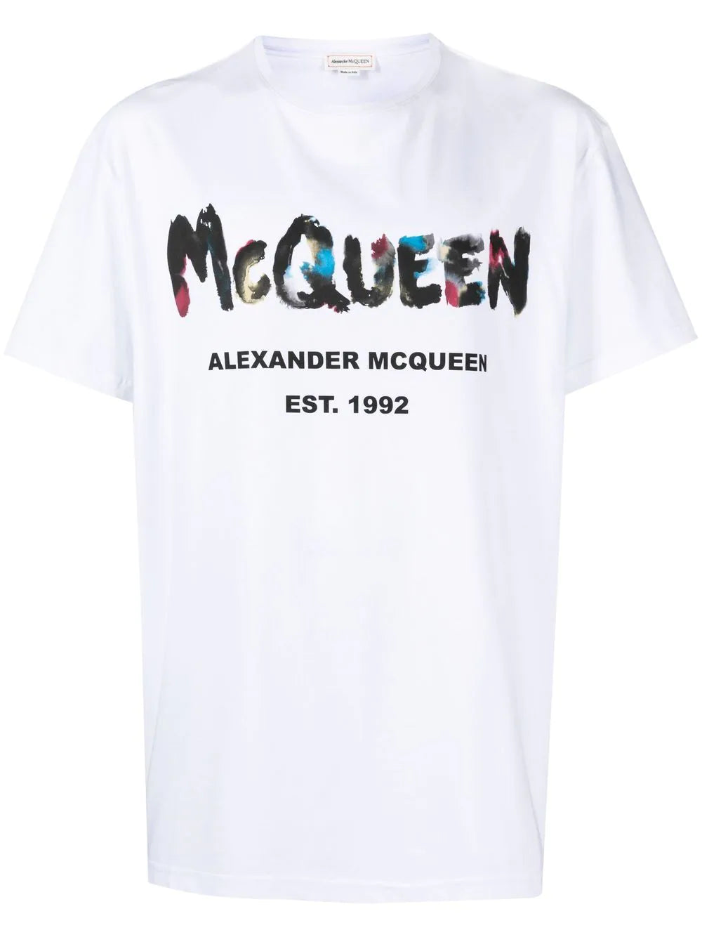 ALEXANDER MCQUEEN Watercolour Graffiti-print T-shirt White - MAISONDEFASHION.COM