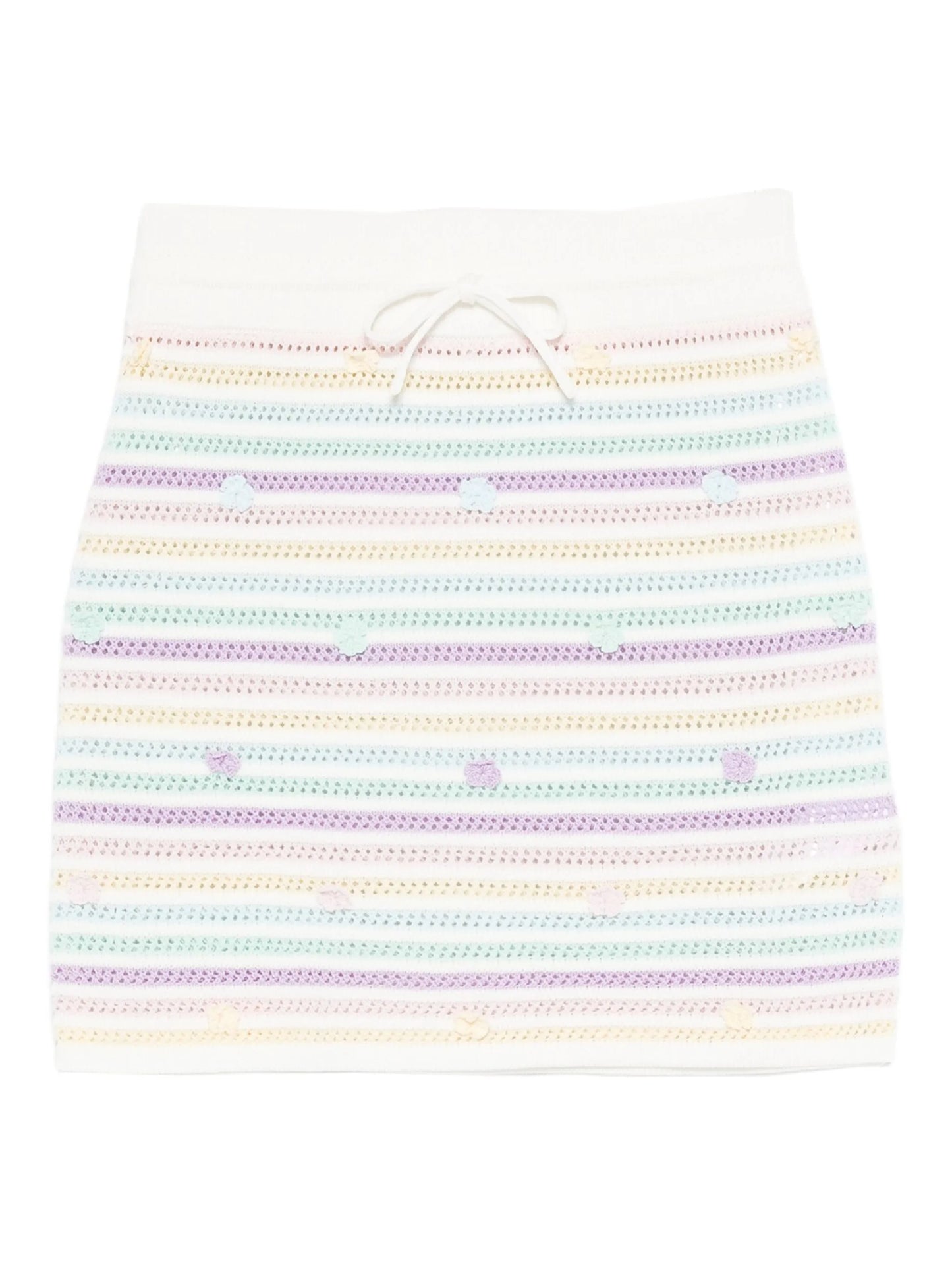 CASABLANCA WOMEN Flower Stripe Cotton Crochet Skirt White/Multicolour - MAISONDEFASHION.COM
