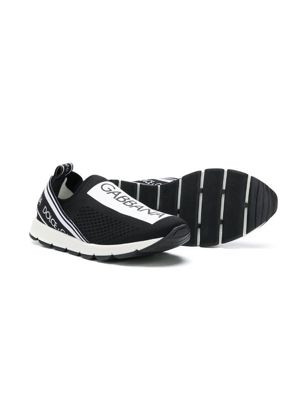 DOLCE & GABBANA KIDS Boys Logo-print Sock-style Sneakers Black/White - MAISONDEFASHION.COM