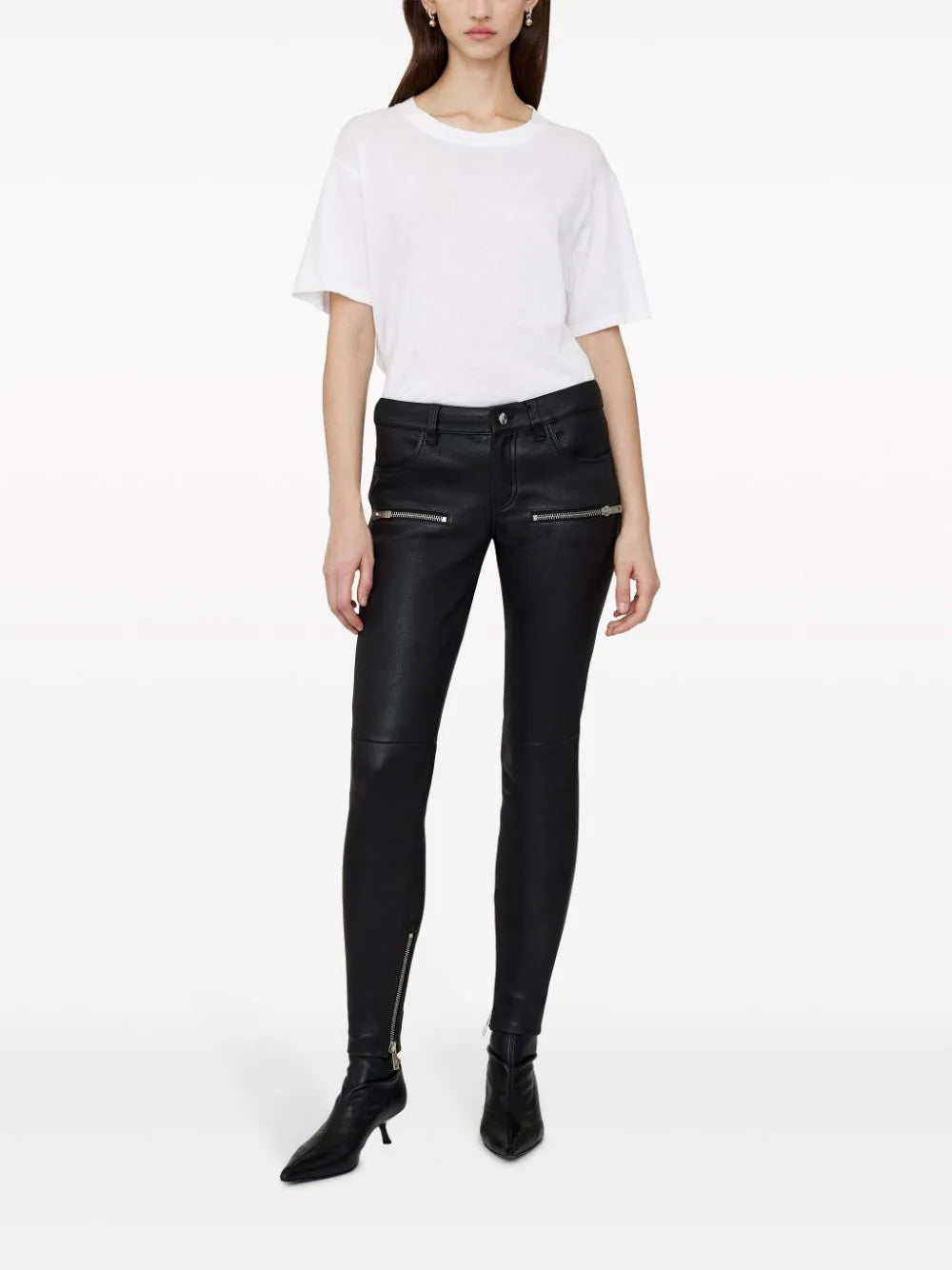 ANINE BING WOMEN Remy Leather Skinny Trousers Black - MAISONDEFASHION.COM