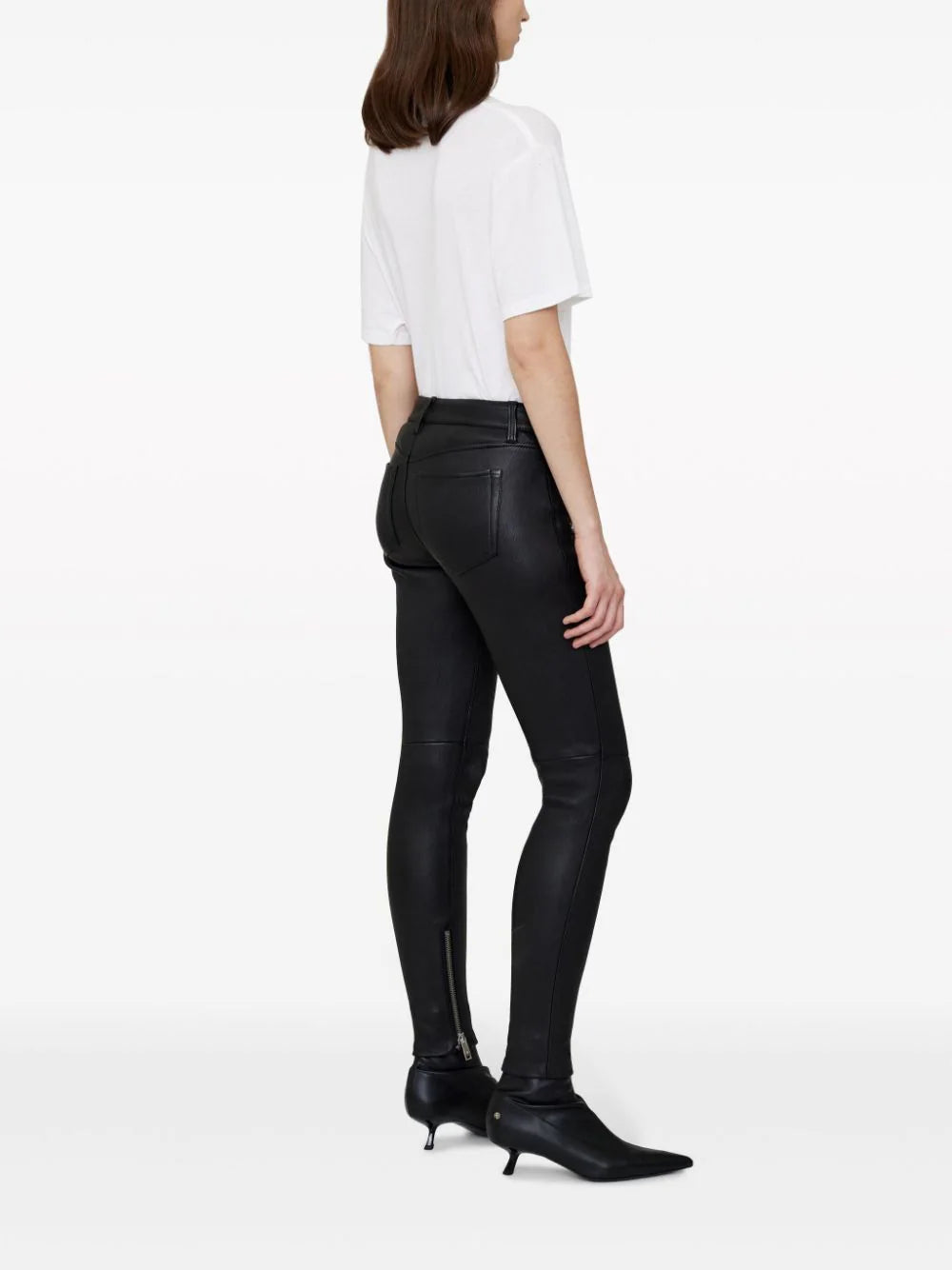 ANINE BING WOMEN Remy Leather Skinny Trousers Black - MAISONDEFASHION.COM