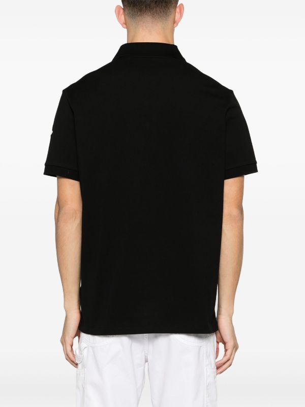 MONCLER Logo-patch Piqué Short Sleeves Polo Shirt Black - MAISONDEFASHION.COM