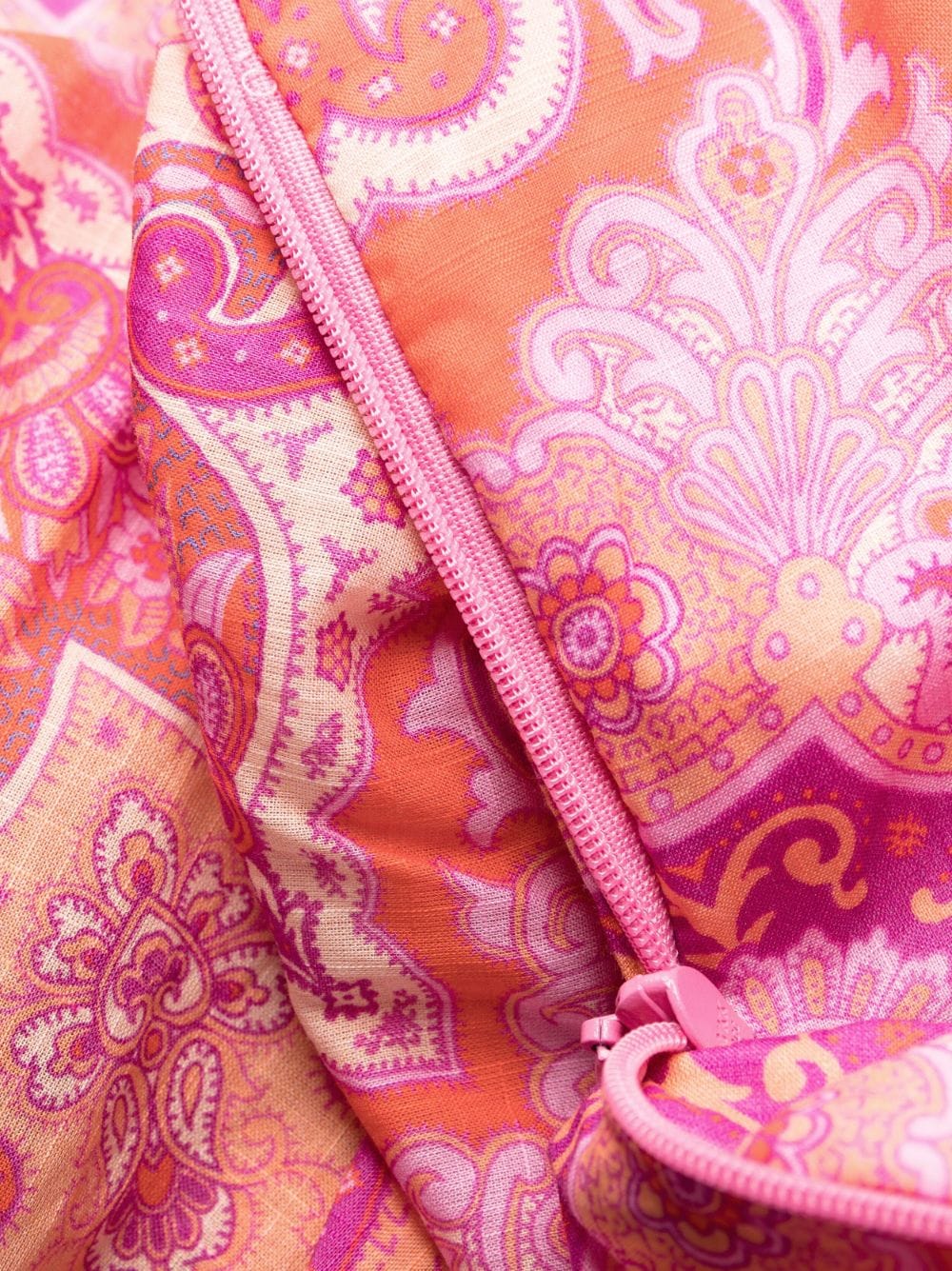 ZIMMERMANN WOMEN Halcyon Tie Front Mini Dress Pink/Multicolour - MAISONDEFASHION.COM