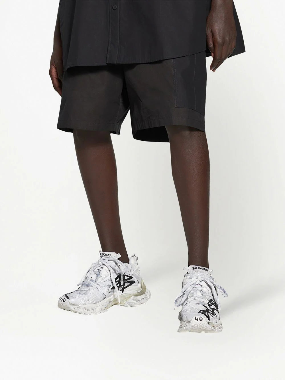 BALENCIAGA Graffiti Runner Sneakers White/Black - MAISONDEFASHION.COM