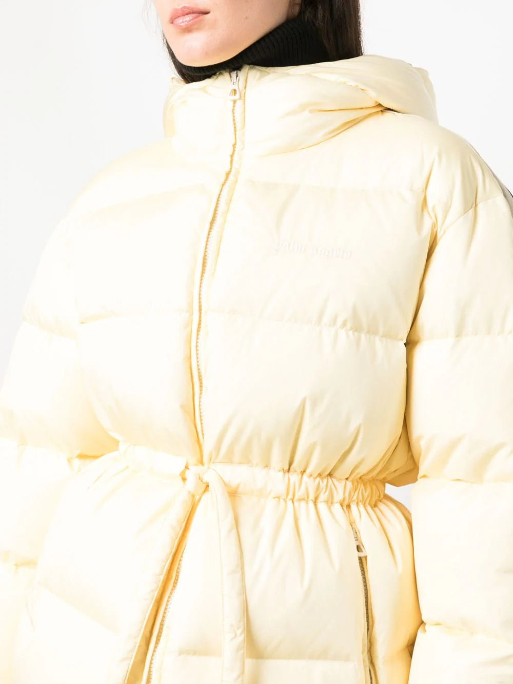 PALM ANGELS WOMEN Waist Belt Down Jacket Butter/Off White - MAISONDEFASHION.COM