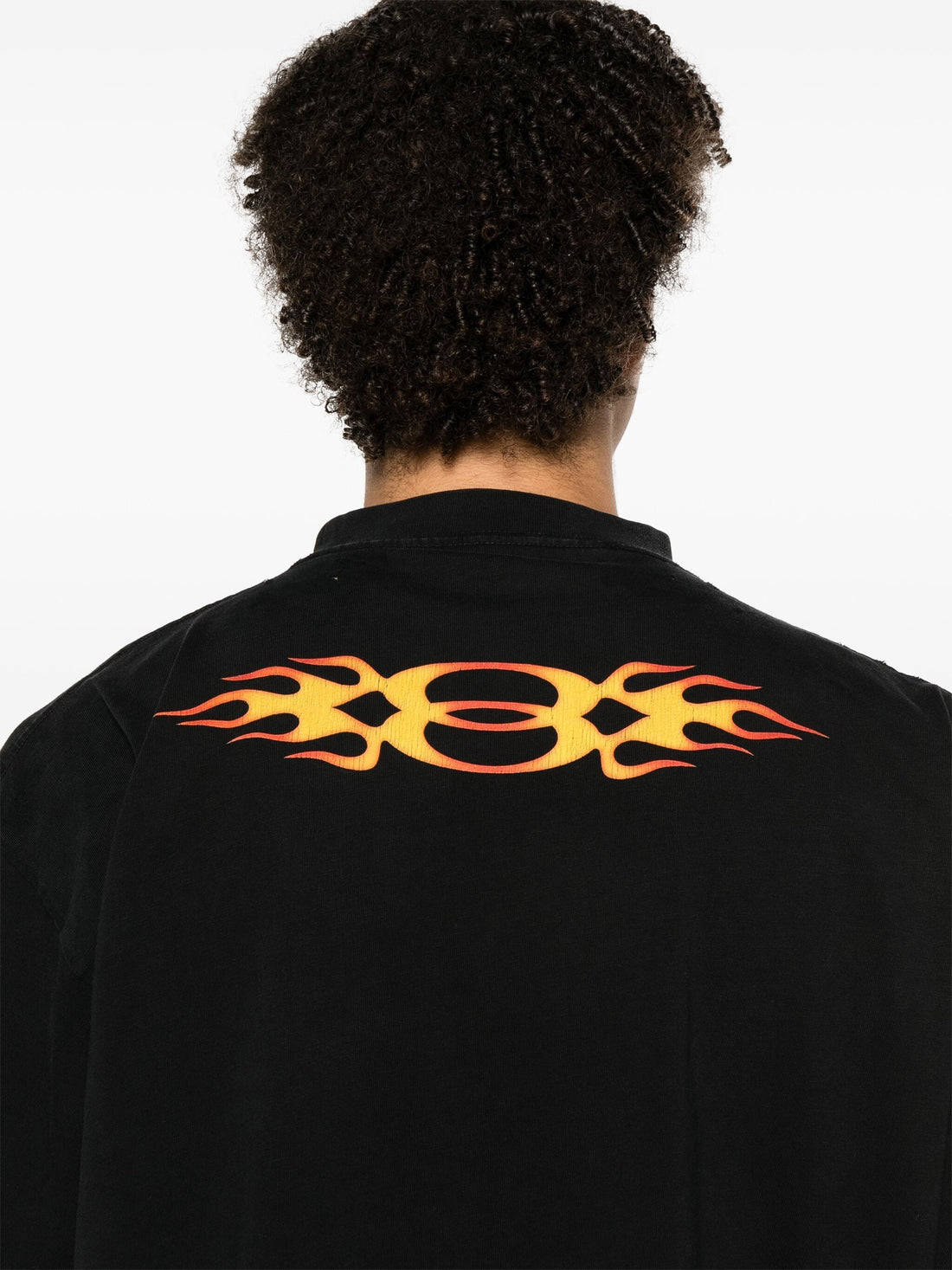 BALENCIAGA Flame Logo-Print Cotton T-Shirt Black