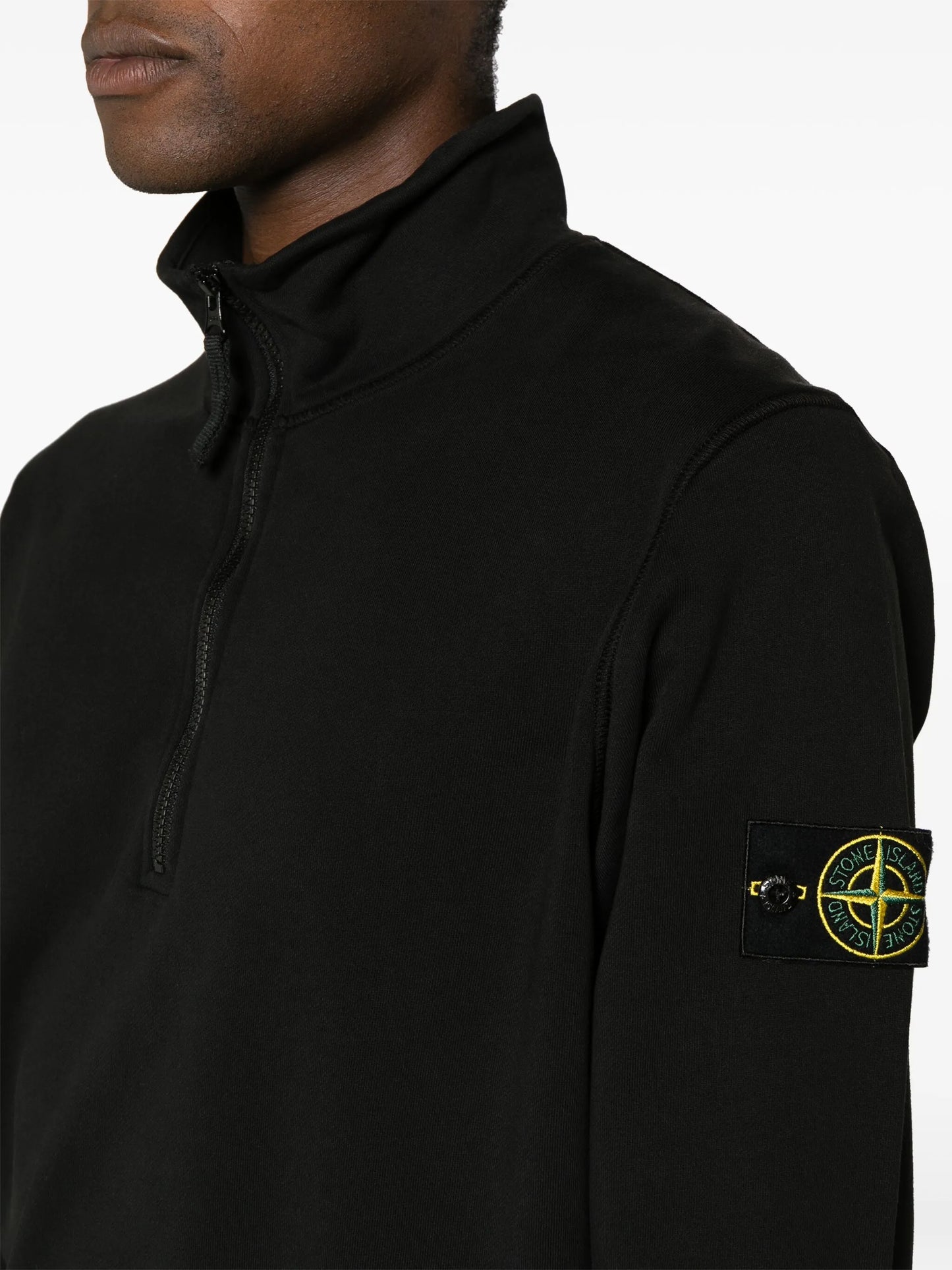 スウェット・トレーナー STONE  Half-zip Compass Badge Sweatshirt Black STONE ISLAND Half-zip Compass Badge Sweatshirt Black