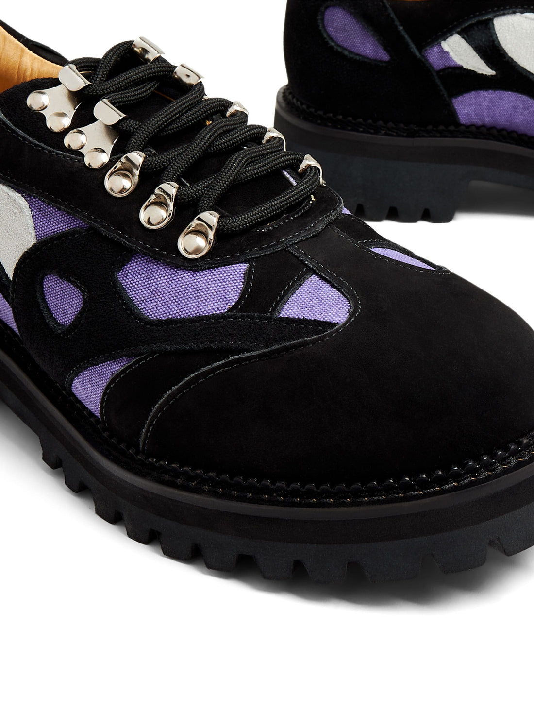 KIDSUPER Panelled Suede Lace-Up Sneakers Black/Multi - MAISONDEFASHION.COM