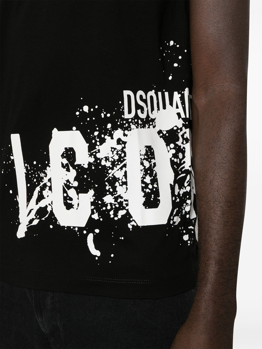 DSQUARED2 Icon Splash Cool Fit Cotton T-Shirt Black - MAISONDEFASHION.COM