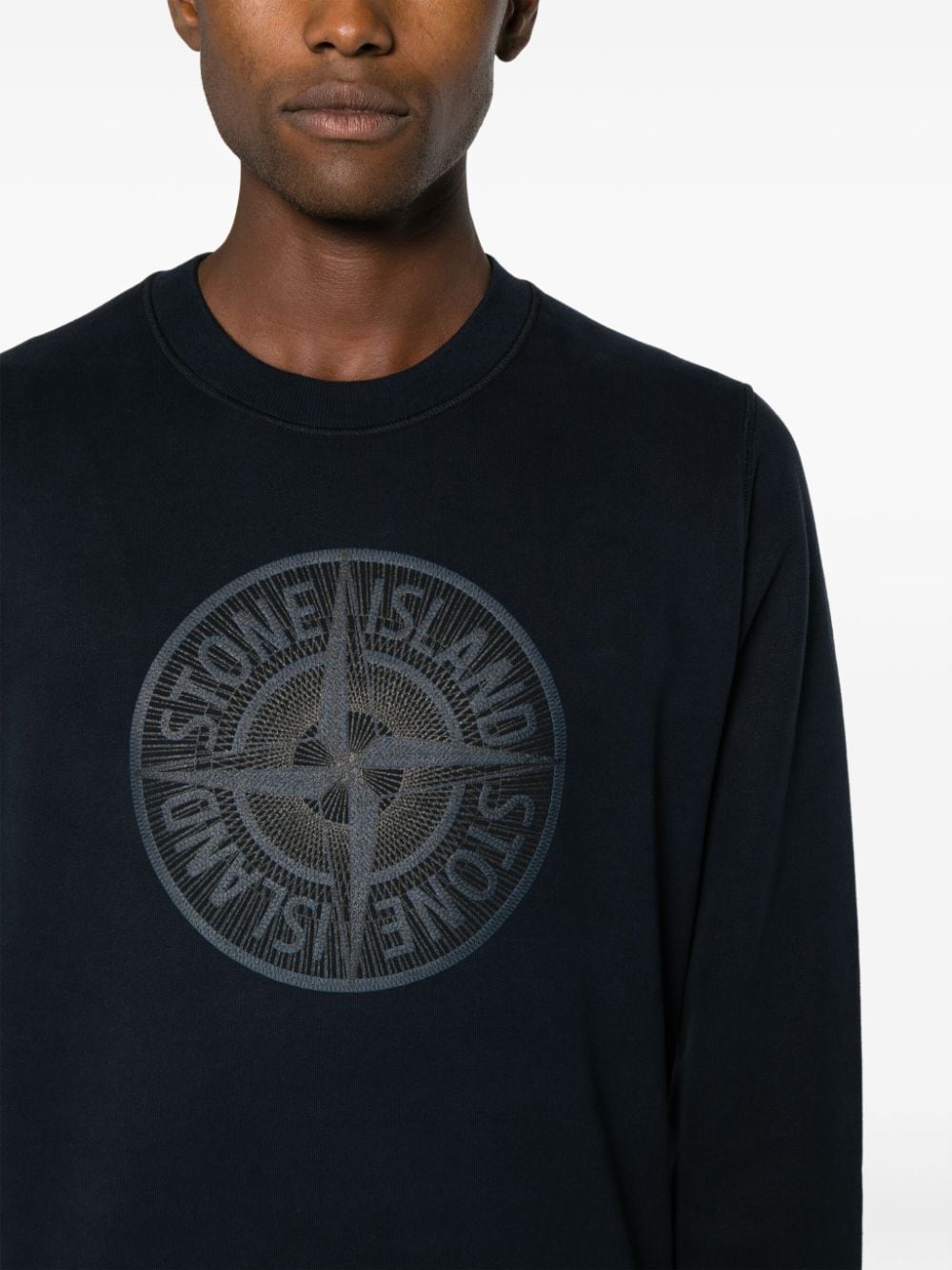 STONE ISLAND MEN Industrial One Cotton Sweatshirt Navy - MAISONDEFASHION.COM