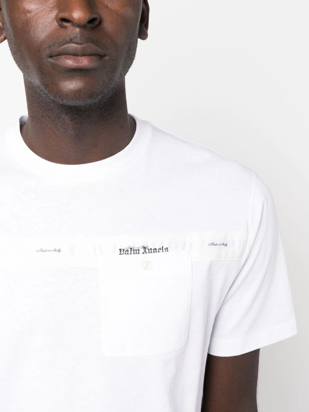 PALM ANGELS MEN Db Sartorial Tape Pocket T-Shirt White - MAISONDEFASHION.COM