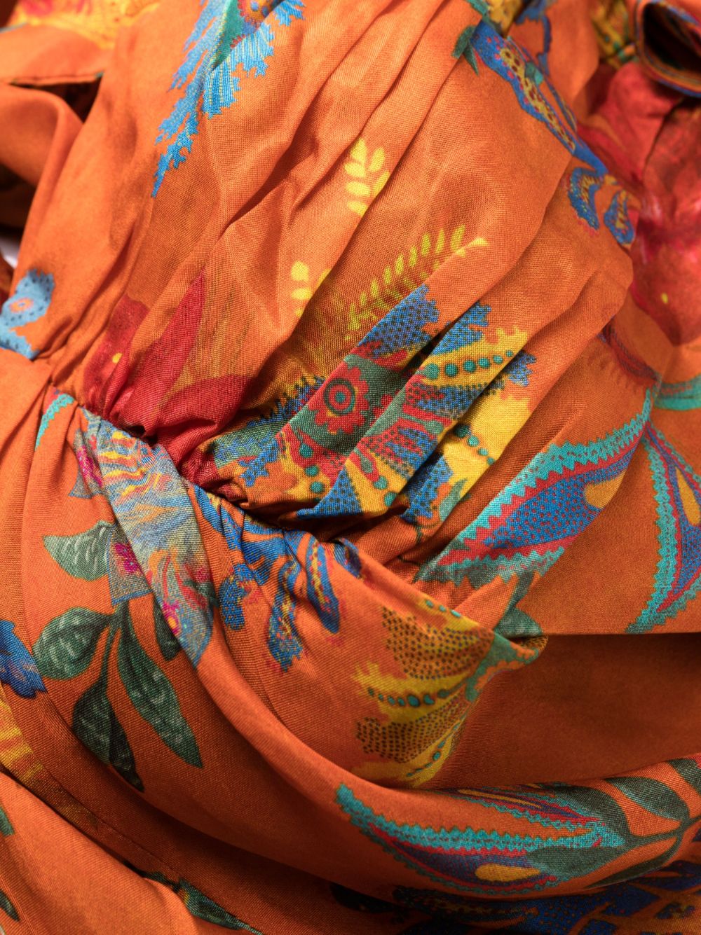 ZIMMERMANN WOMEN Ginger Frill Midi Dress Orange/Multicolour - MAISONDEFASHION.COM