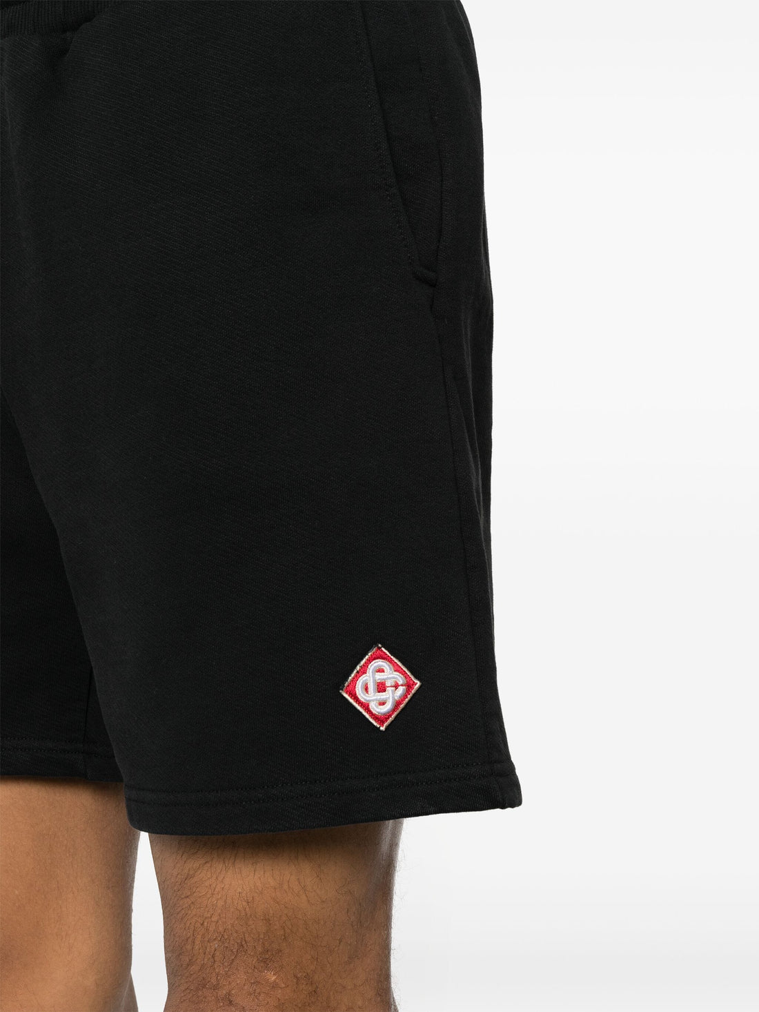 CASABLANCA MEN Diamond Logo Patch Sweat Shorts Black - MAISONDEFASHION.COM