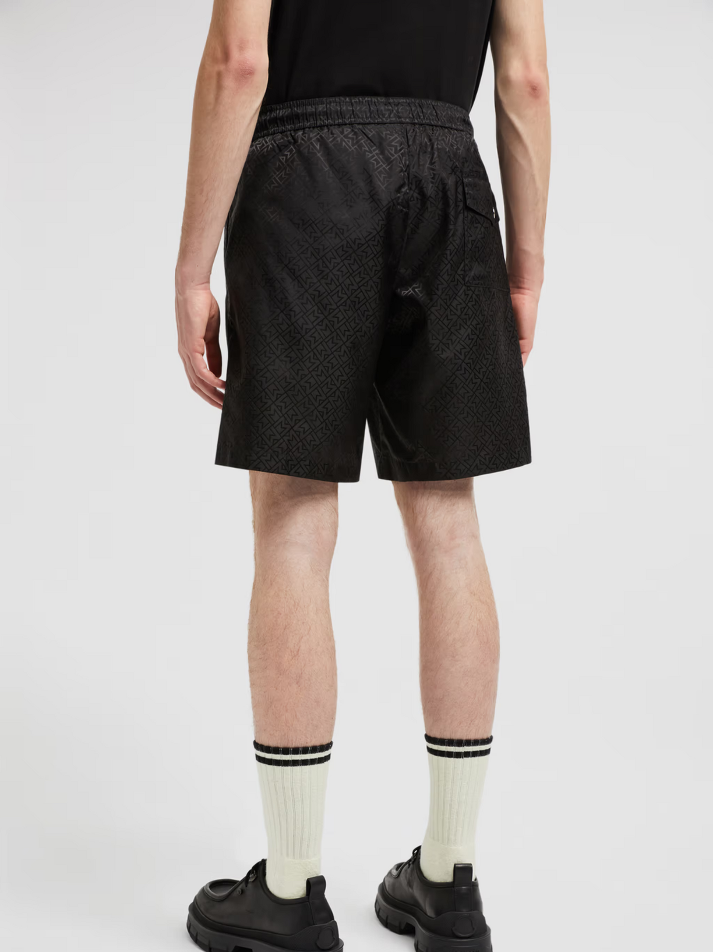 ハーフ・ショートパンツ MONCLER Monogram Jacquard Swim Shorts Black MONCLER Monogram Jacquard Swim Shorts Black