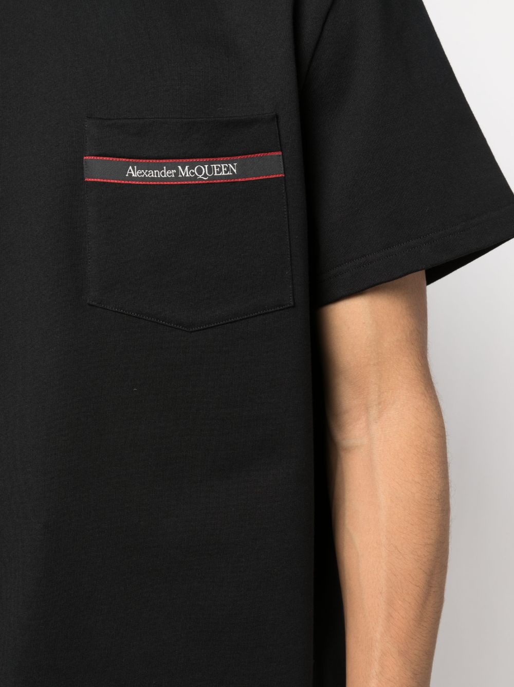 ALEXANDER MCQUEEN MEN Pocket Logo Cotton T-Shirt Black - MAISONDEFASHION.COM