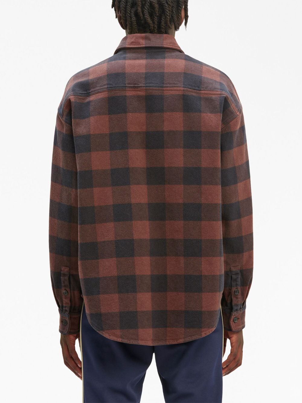 PALM ANGELS MEN PA Monogram Check Overshirt Brown - MAISONDEFASHION.COM