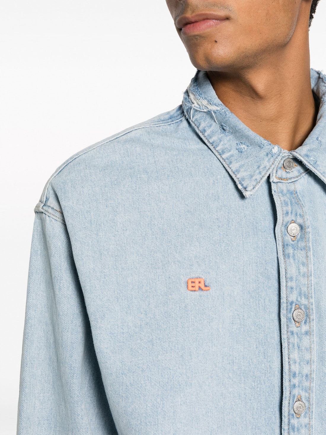 ERL X LEVI'S UNISEX Long Sleeve Woven Over Shirt Blue - MAISONDEFASHION.COM