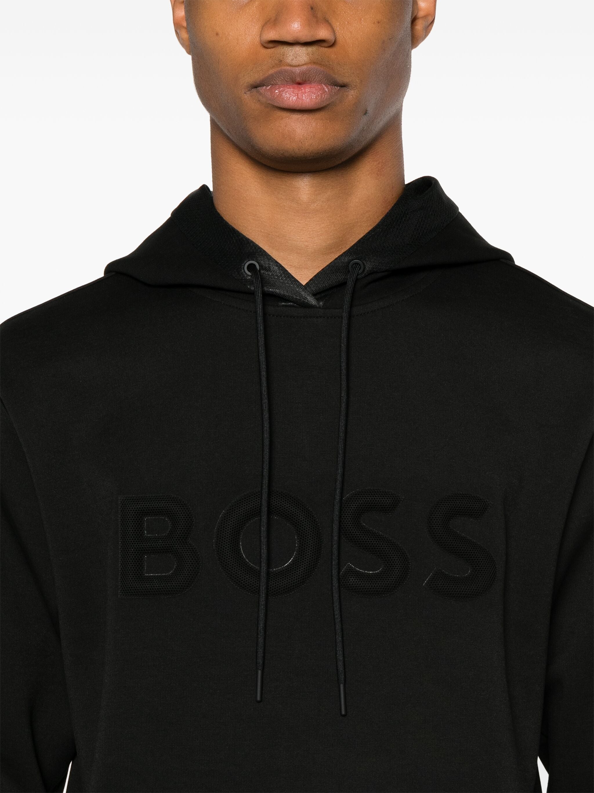 スウェット・トレーナー BOSS Soody 1 Logo-raised Drawstring Hoodie Black BOSS Soody 1 Logo-raised Drawstring Hoodie Black