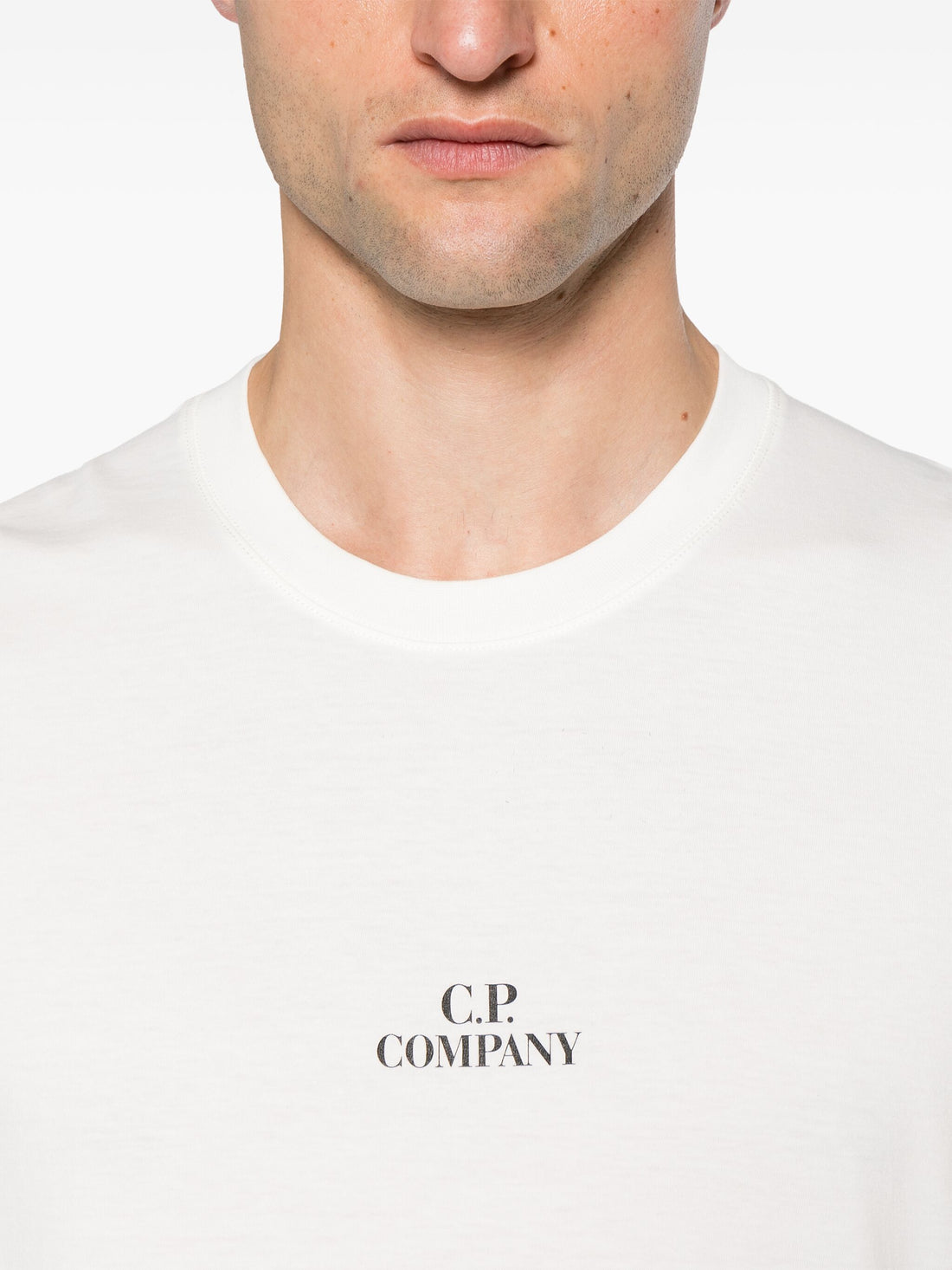 C.P. COMPANY Logo Graphic Print Cotton T-Shirt White - MAISONDEFASHION.COM
