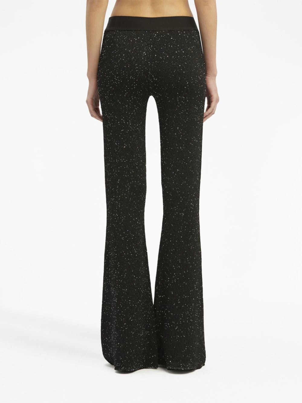 PALM ANGELS WOMEN Soiree Knit Logo Pants Black/White - MAISONDEFASHION.COM