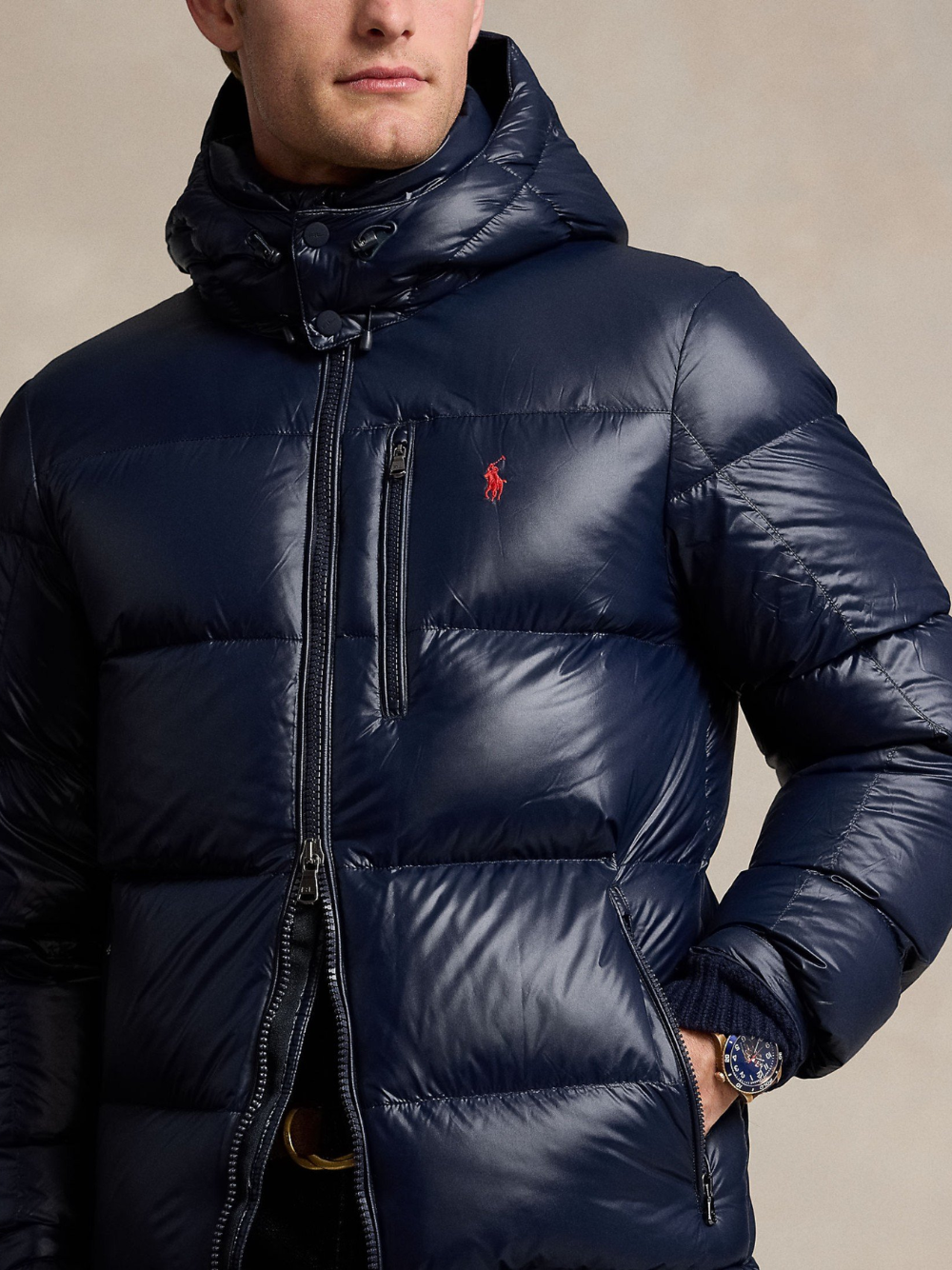 アウターその他 RALPH LAUREN Logo Patch Embroidered Puffer Jacket Navy RALPH LAUREN Logo Patch Embroidered Puffer Jacket Navy