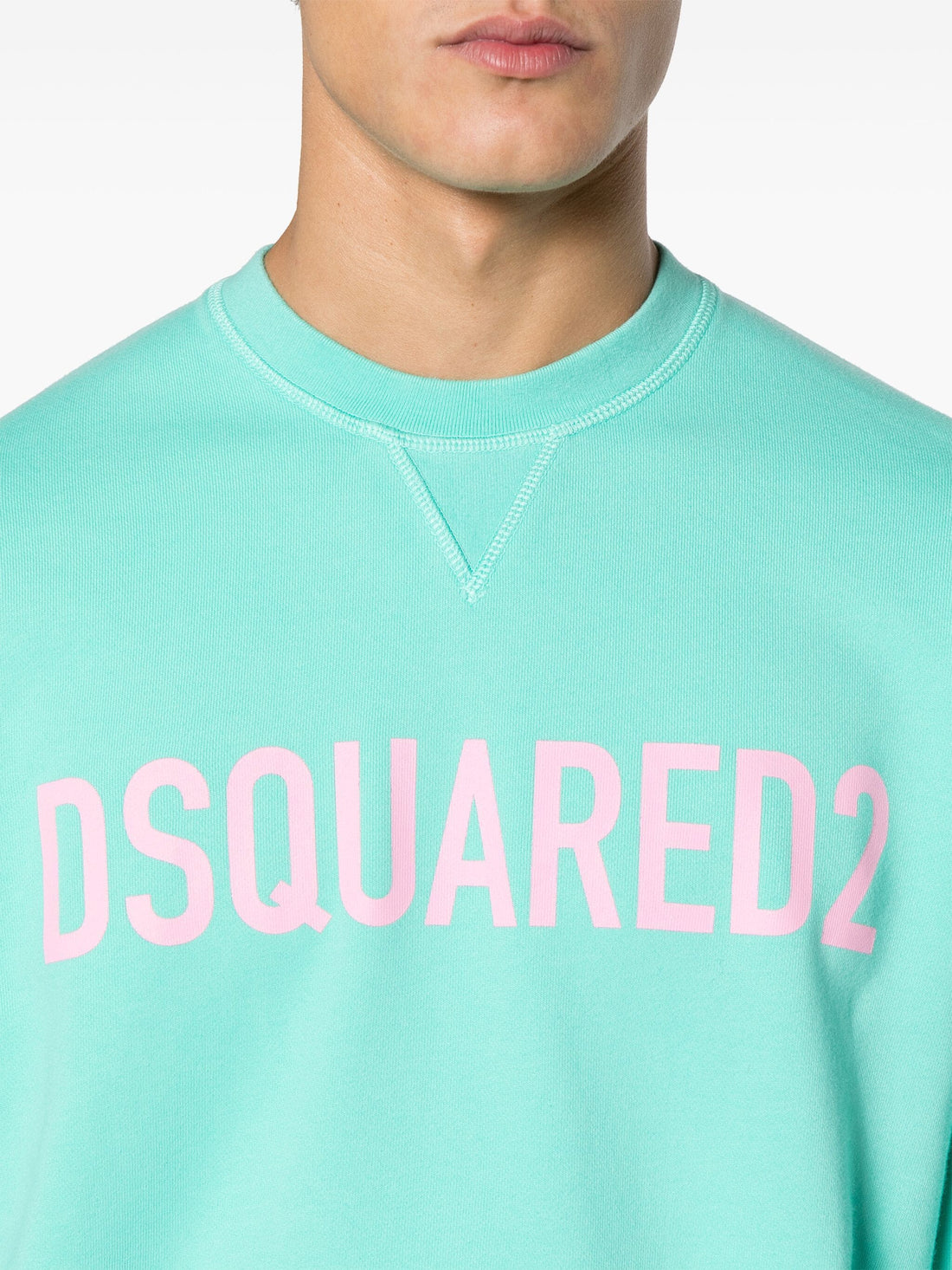 DSQUARED2 Logo Print Cool Fit Crewneck Sweatshirt Pale Green - MAISONDEFASHION.COM